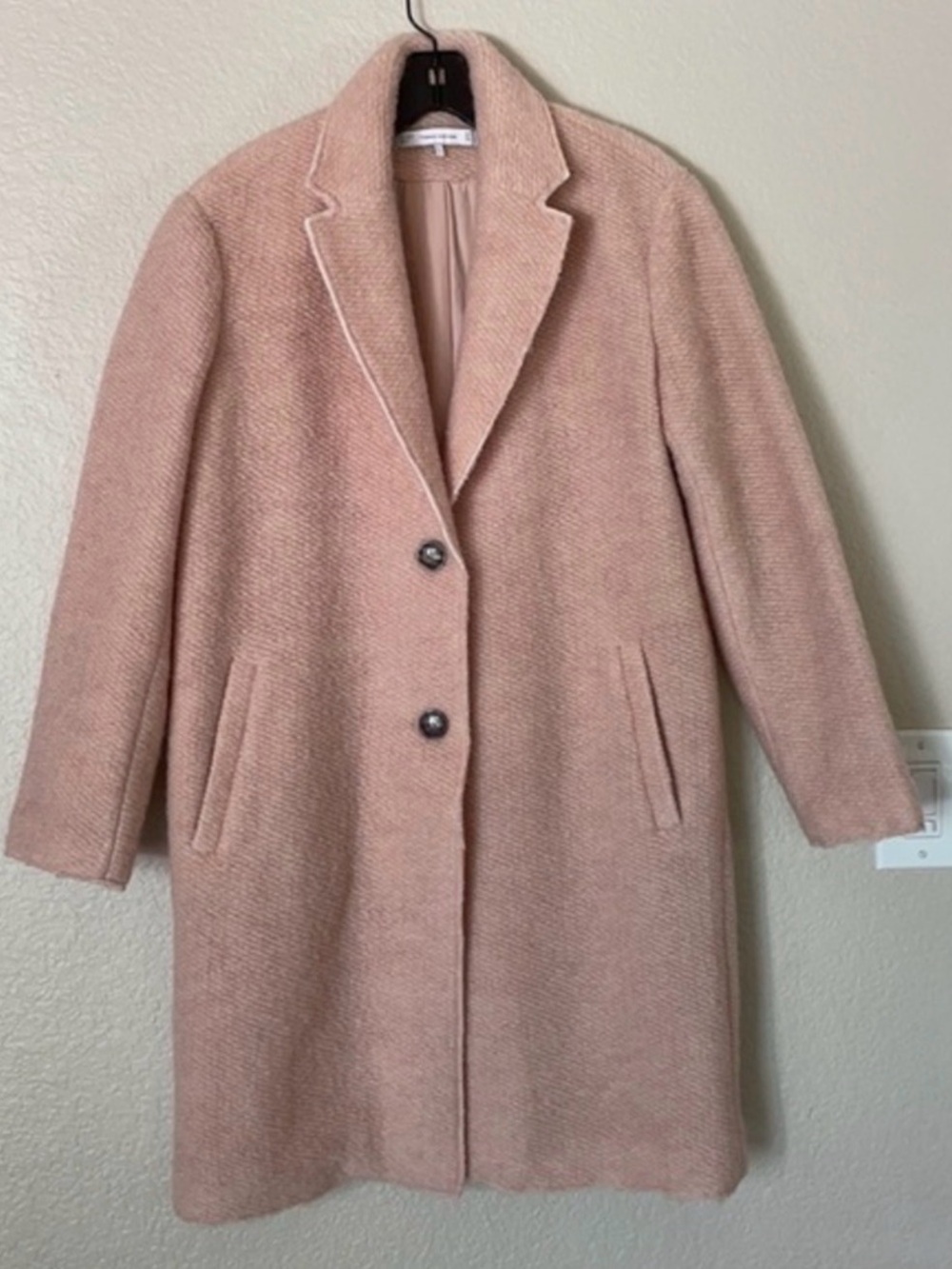 Zara Blush Pink Single-Breasted Wool-Blend Coat